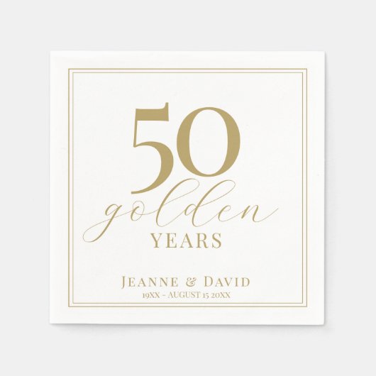 カスタム50結婚周年エレガント スタンダードカクテルナプキン (正面)