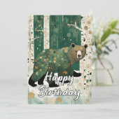 カスタム50thアールヌーボーベア誕生日 サンキューカード (スタンド正面)