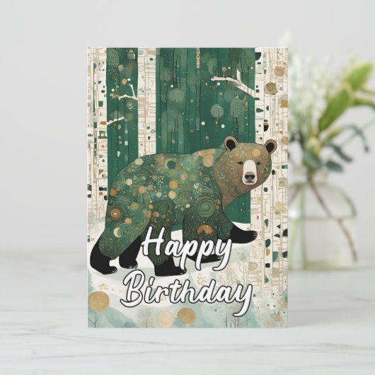 カスタム50thアールヌーボーベア誕生日 サンキューカード (スタンド正面)