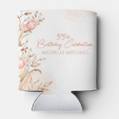 カスタム55th誕生日ピーチフローラチューリップ 缶クーラー (裏面)