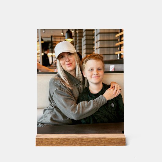 カスタム5" x 7"デスクトップ木製ブロックファミリポートレート アクリルサイン (正面)