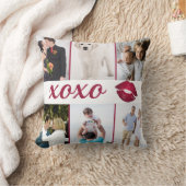 カスタム6の写真のコラージュXOXOバーガンディの唇 クッション (ブランケット)