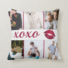 カスタム6の写真のコラージュXOXOバーガンディの唇 クッション