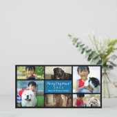 カスタム6フォトコラージュのクリスマスブルー シーズンカード (スタンド正面)