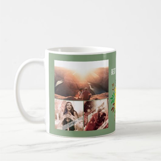 カスタム6フォトコラージュひまわり最高の家族 コーヒーマグカップ (左)