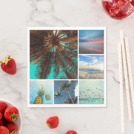 カスタム6フォトコラージュパーソナライズされた紙ナプキン スタンダードランチョンナプキン (インサイチュ)