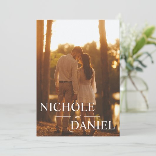 カスタム6フォトトレンディーウェディング日付カードを保存 招待状 (スタンド正面)