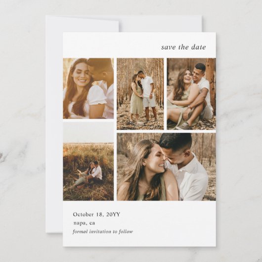 カスタム6フォトトレンディーウェディング日付カードを保存 招待状 (裏面)