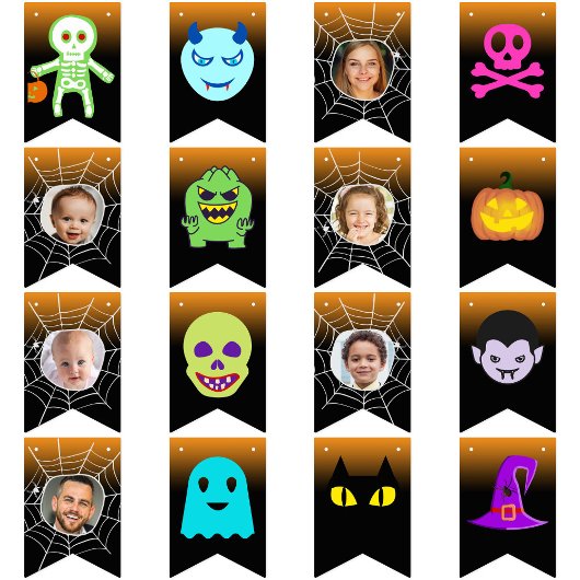 カスタム6フォトハローウィンパーティハッピーハローウィンおもしろい バンティングフラッグ