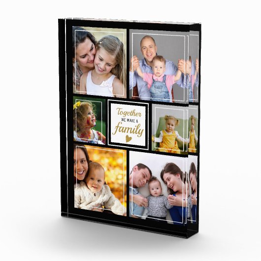 カスタム6写真コラージュファミリー引用文ブラック フォトブロック (右)