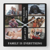 カスタム6家族写真と家族名 スクエア壁時計 (正面)