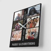 カスタム6家族写真と家族名 スクエア壁時計 (傾斜)