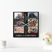 カスタム6家族写真と家族名 スクエア壁時計 (ホーム)