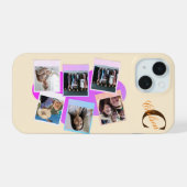 カスタム6枚の写真の雲と名前iPhoneケース iPhone 15ケース (裏面横)