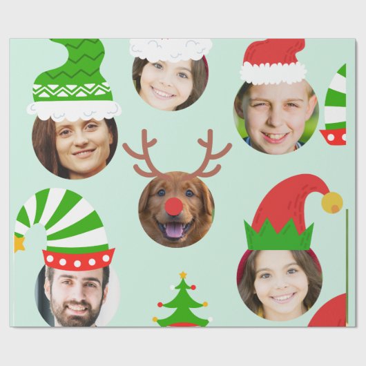カスタム6枚の写真クリスマスのクルーおもしろいギフト ラッピングペーパー (フラット)