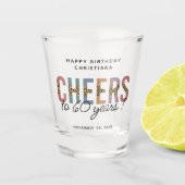 カスタム60モダン番目誕生日レオパードタイポグラフィ ショットグラス (正面)