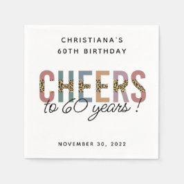 カスタム60モダン番目誕生日レオパードタイポグラフィ スタンダードカクテルナプキン