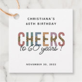 カスタム60モダン番目誕生日レオパードタイポグラフィ フェイバータグ (正面)