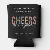 カスタム60モダン番目誕生日レオパードタイポグラフィ 缶クーラー (裏面)