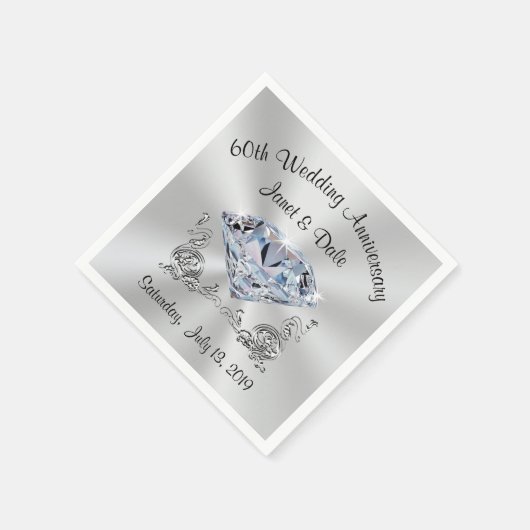 カスタム60周年記念結婚カクテルナプキンス スタンダードカクテルナプキン (角)