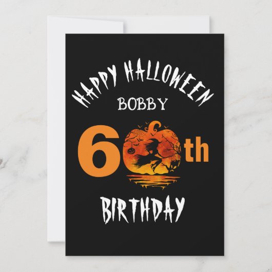 カスタム60歳の誕生日 ハッピーハロウィンパーティー 招待状 (正面)