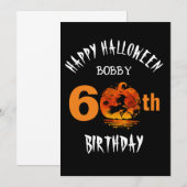 カスタム60歳の誕生日 ハッピーハロウィンパーティー 招待状 (正面/裏面)