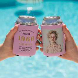 カスタム60歳の誕生日 ピンクゴールド 写真入り 缶クーラー