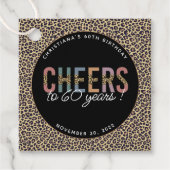 カスタム60thモダン誕生日パーティーレオパード・プリント フェイバータグ (正面)