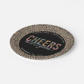 カスタム60thモダン誕生日パーティーレオパード・プリント ペーパープレート (アングル)