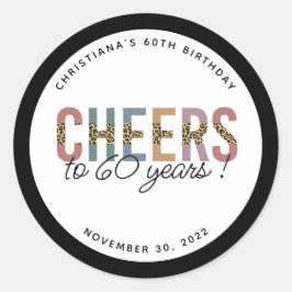 カスタム60thモダン誕生日パーティーレオパード・プリント ラウンドシール