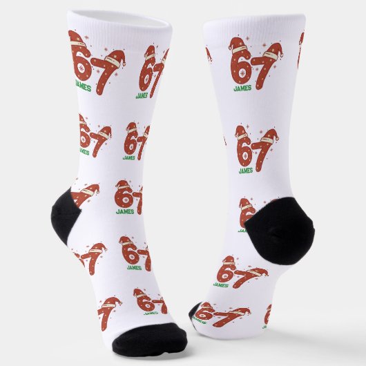 カスタム67ソックス、面白いクリスマスギフト ソックス (傾斜あり)