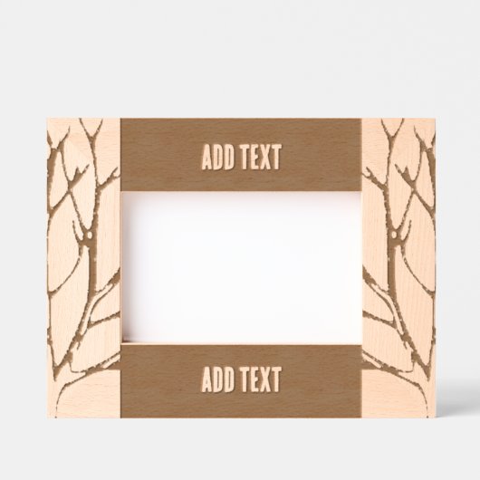 カスタム6" x 4"横長、FrameStyle：ナチュラル レーザー彫刻フレーム (正面)