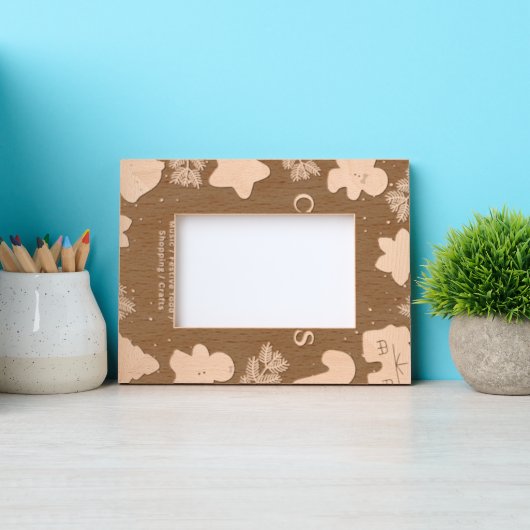 カスタム6" x 4"横長、FrameStyle：ナチュラル レーザー彫刻フレーム (正面)