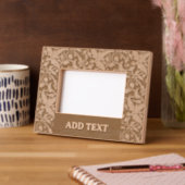 カスタム6" x 4"横長、FrameStyle:ナチュラル レーザー彫刻フレーム (左)