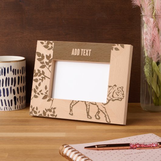 カスタム6" x 4"横長、FrameStyle:ナチュラルEngr レーザー彫刻フレーム (左)