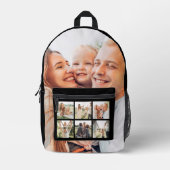 カスタム7フォトコラージブラック プリントバックパック (正面)