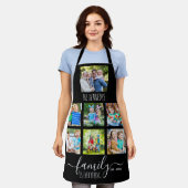 カスタム7フォトコラージュファミリー名引用文ブラック エプロン (着用した状態)