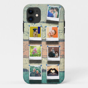 カスタム7フォトコラージュヴィンテージウッドプランクストレンディー iPhone 11 ケース