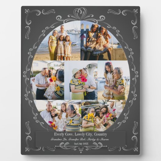 カスタム7写真ヴィンテージフローリッシュスワールコラージュ フォトプラーク (正面)