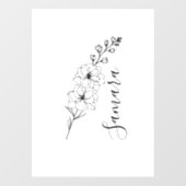 カスタム7月デルフィニウム誕生花の贈り物誕生 ウィンドウサイン (シート)