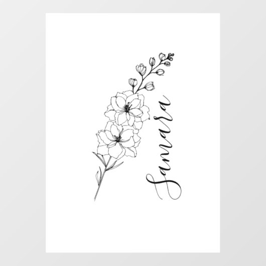 カスタム7月デルフィニウム誕生花の贈り物誕生 ウィンドウサイン (シート)