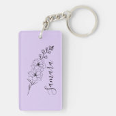 カスタム7月デルフィニウム誕生花の贈り物誕生 キーホルダー (裏面)