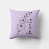 カスタム7月デルフィニウム誕生花の贈り物誕生 クッション (裏面)