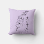 カスタム7月デルフィニウム誕生花の贈り物誕生 クッション (正面)