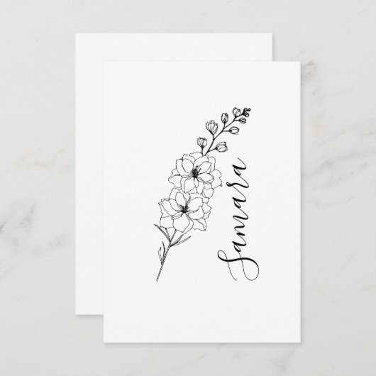 カスタム7月デルフィニウム誕生花の贈り物誕生 サンキューカード (正面/裏面)