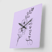 カスタム7月デルフィニウム誕生花の贈り物誕生 スクエア壁時計 (傾斜)