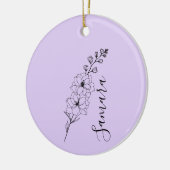 カスタム7月デルフィニウム誕生花の贈り物誕生 セラミックオーナメント (左)
