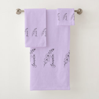 カスタム7月デルフィニウム誕生花の贈り物誕生 バスタオルセット