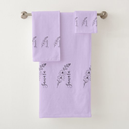 カスタム7月デルフィニウム誕生花の贈り物誕生 バスタオルセット (インサイチュ)