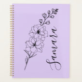 カスタム7月デルフィニウム誕生花の贈り物誕生 プランナー手帳 (正面)